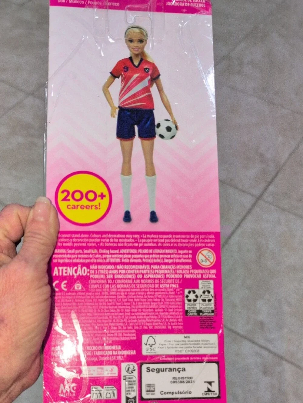 Barbie Pink & Navy Soccer Player Doll with Ball